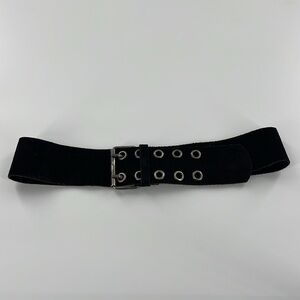 Mango Black Suede Belt with Silver Eyelets y2k bohemian small